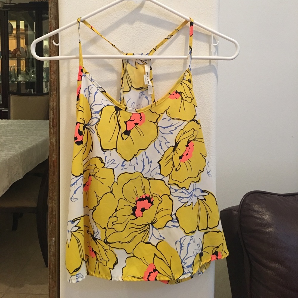 Yellow Floral Crop Tank