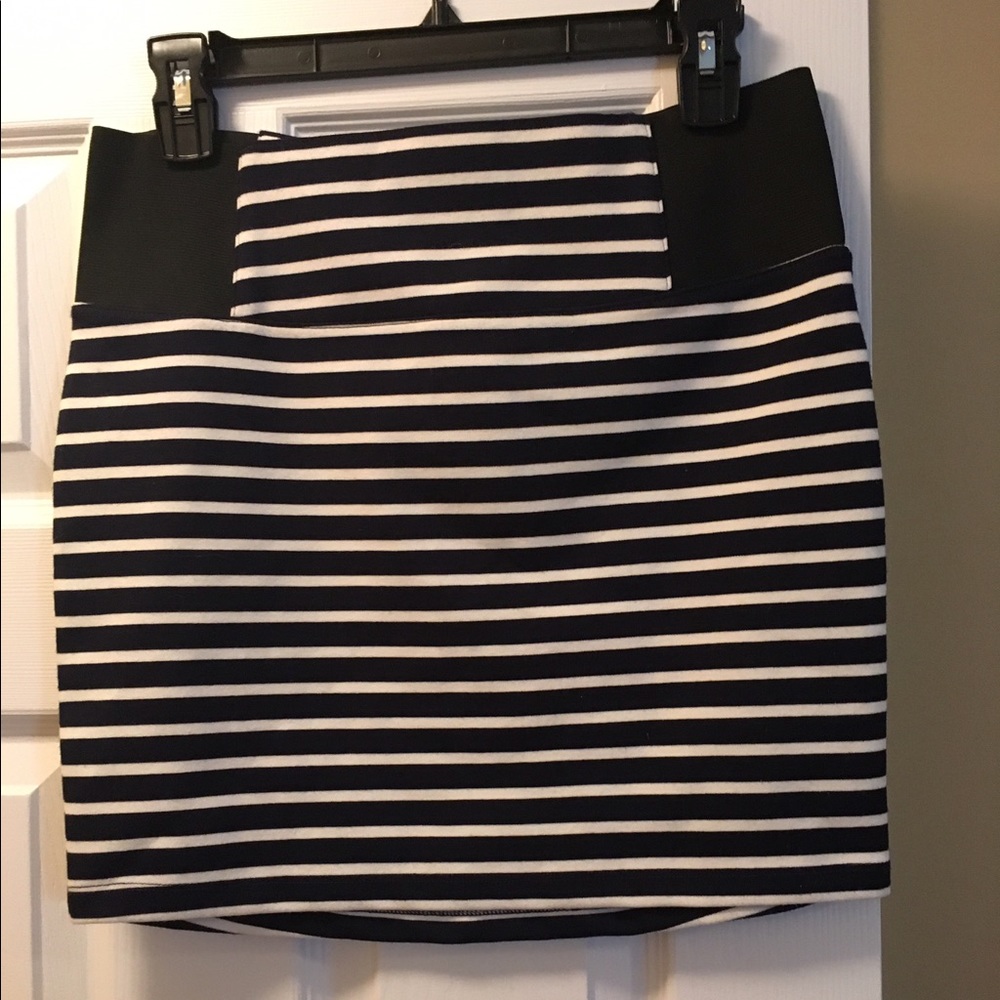 Charlotte Russe Navy Blue and White striped Skirt