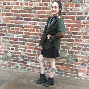 Vintage Green Jacket with Suede Elbow Pads