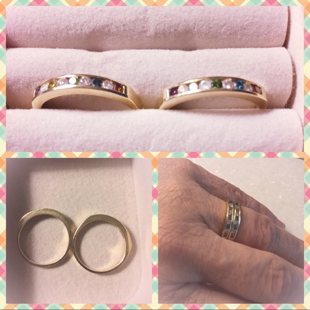 Two Stackable Multicolored Diamond Rings from JTV