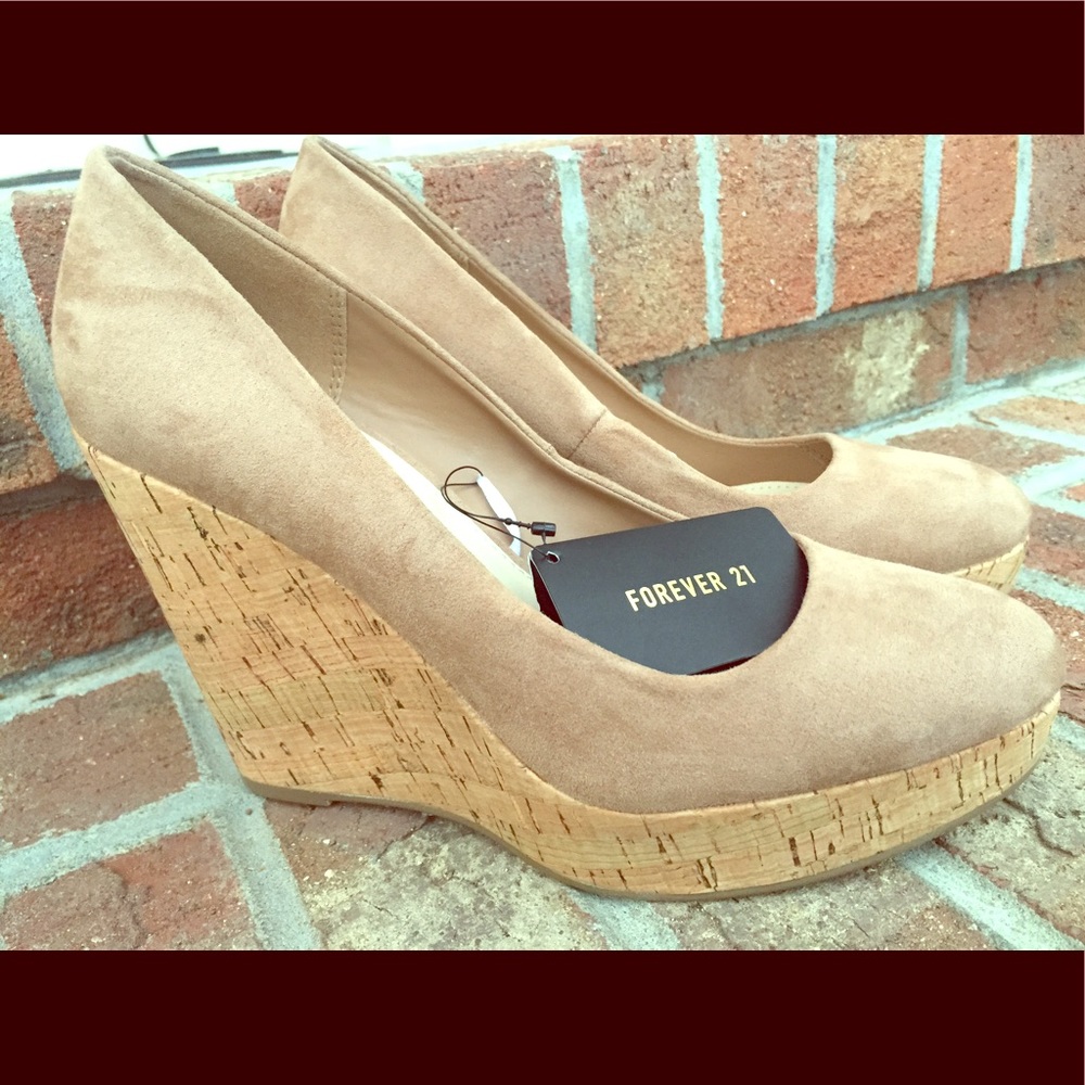 Never worn!! Nude Suede Wedges