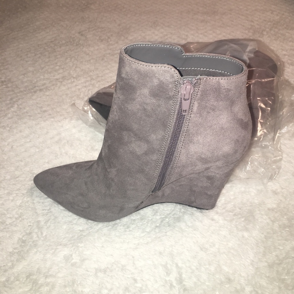 NEW Grey Wedge Booties