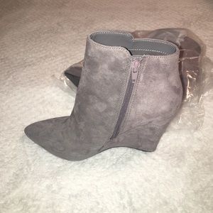 NEW Grey Wedge Booties