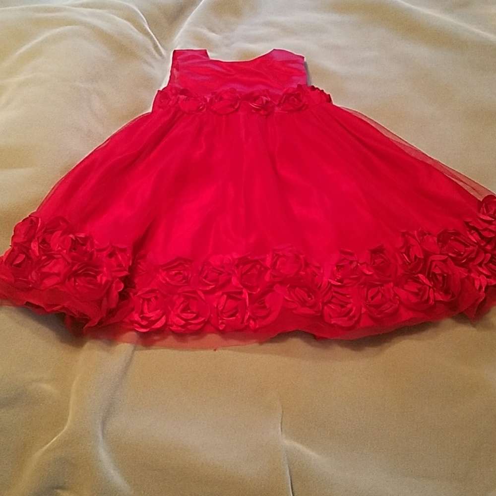 Girls special occasion red rose dress