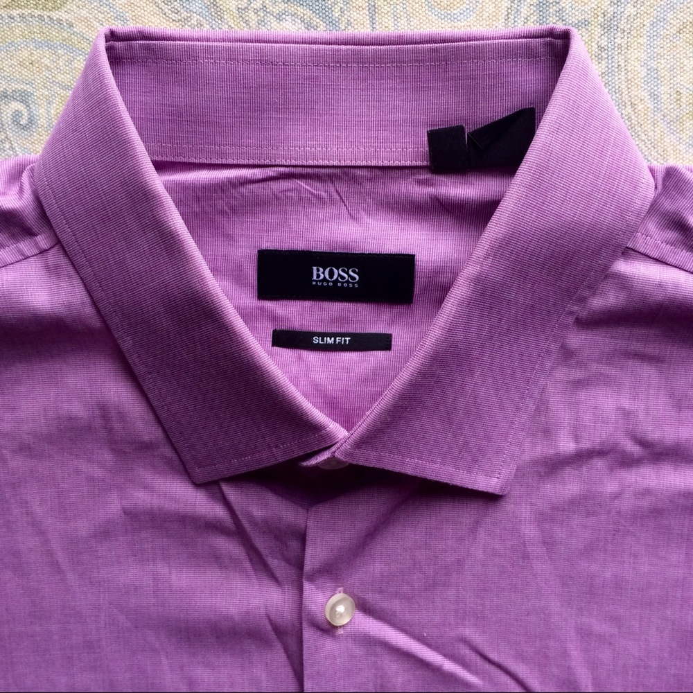 Hugo Boss Slimfit purple button-down dress shirt