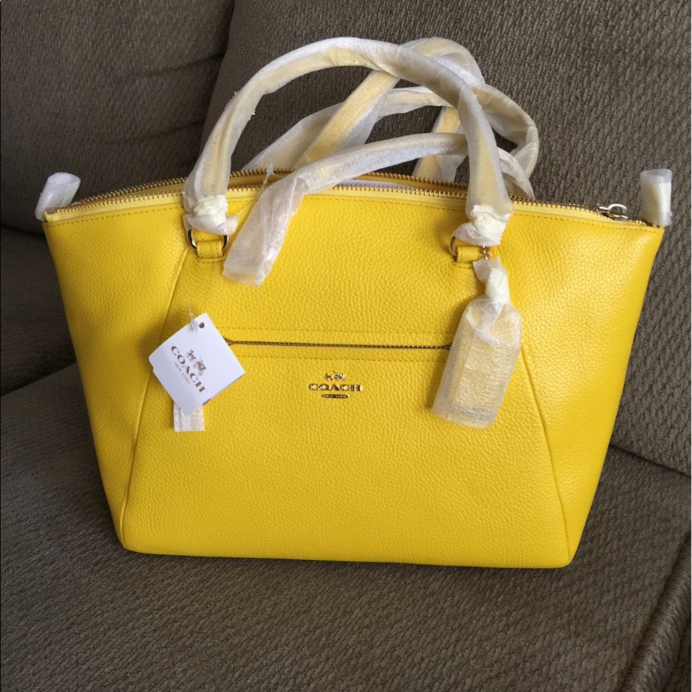 Coach yellow leather satchel
