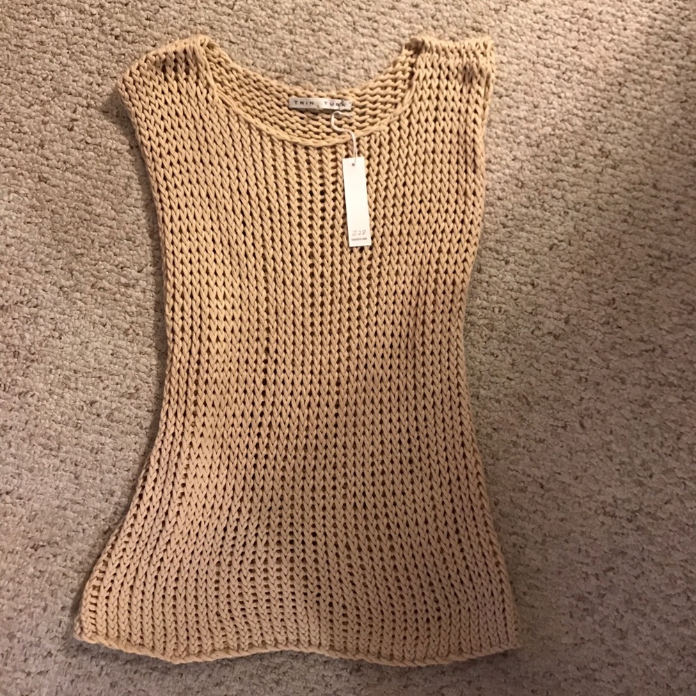 Trina Turk SL crochet knit sweater NWT szM