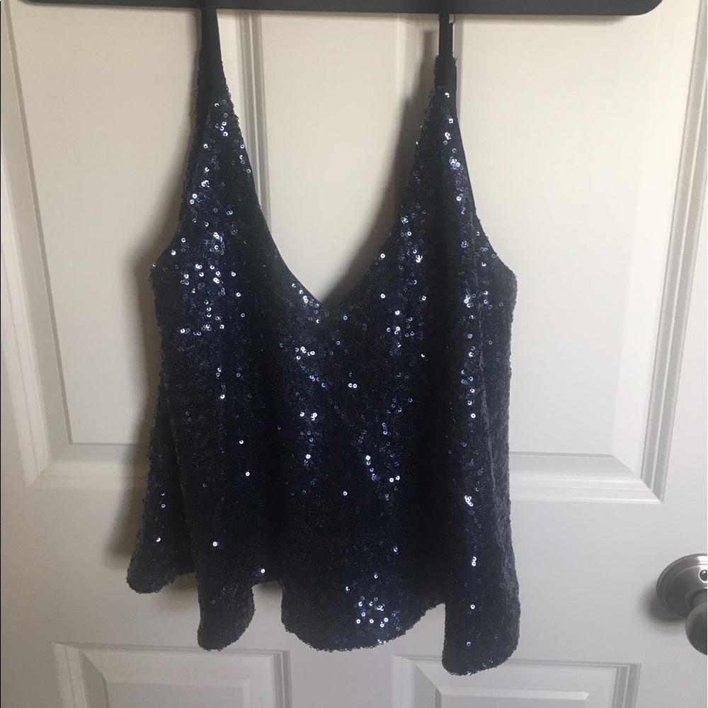 Tobi navy sequin tank