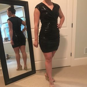 Jessica Simpson sequin, little black dress.