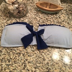 Lauren James Blue Seersucker Bikini Top - Large
