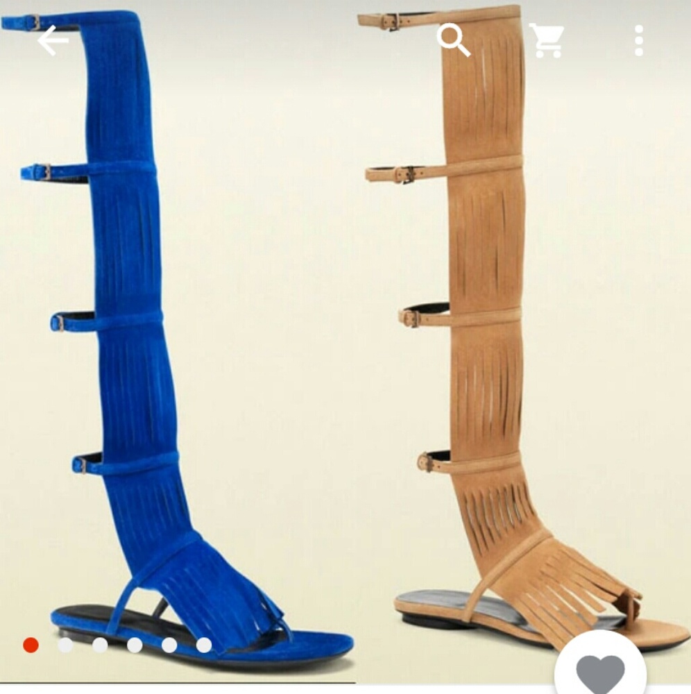 Royal blue fringe gladiator sandals