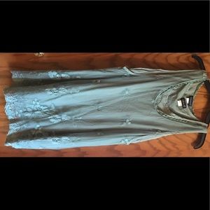 Olive green linen tank dress