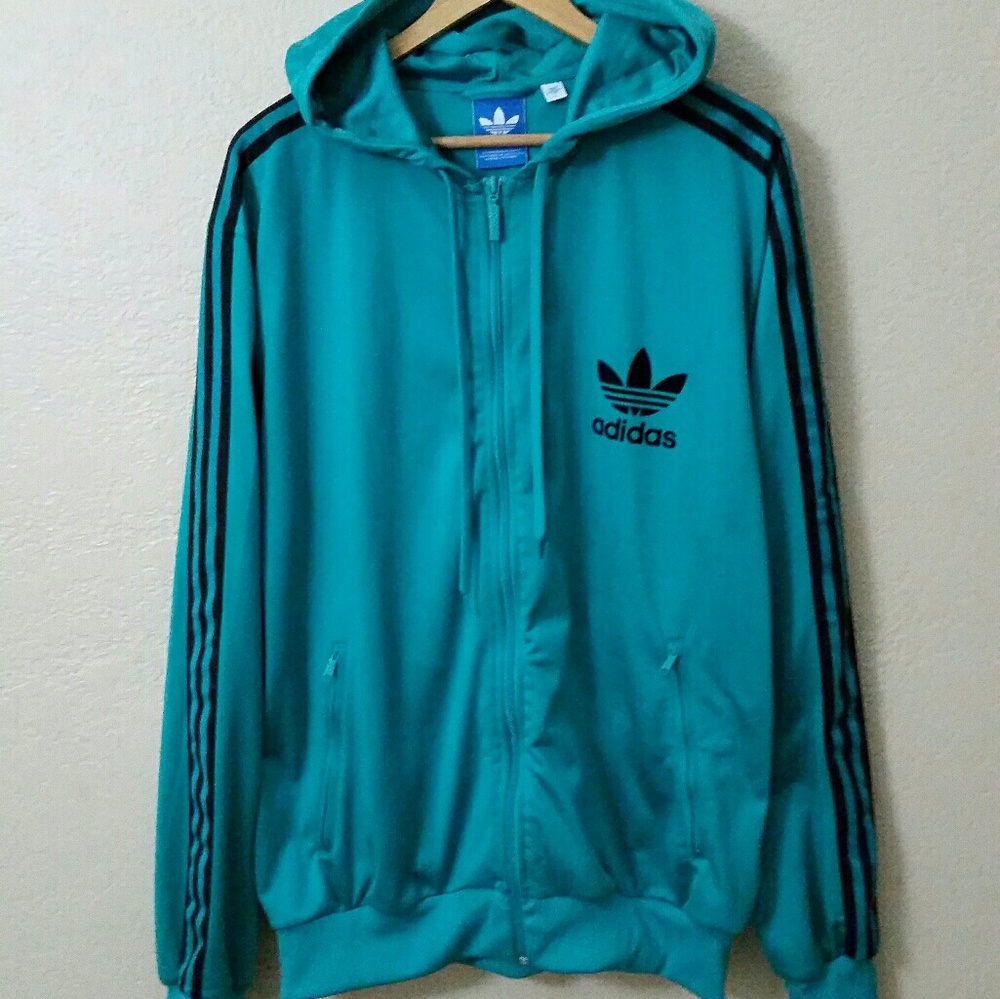 Adidas Track Jacket Teal Green sz L mens zip up