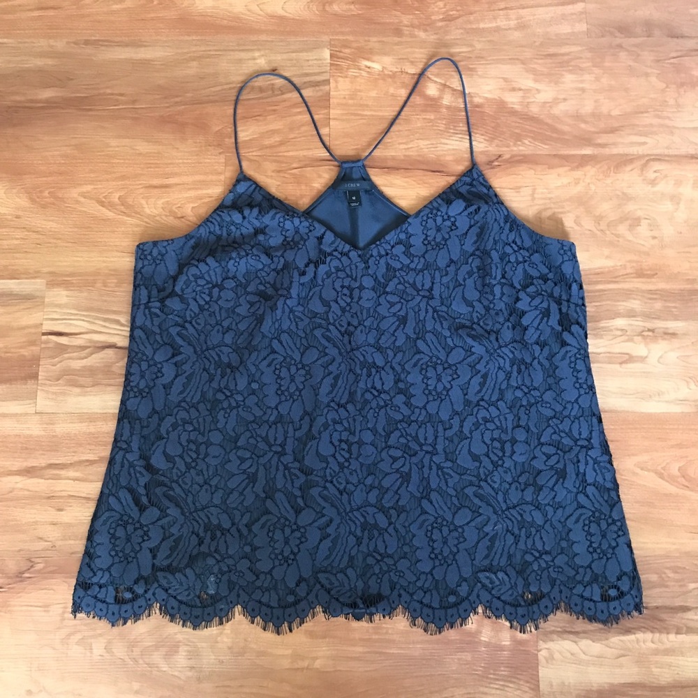 Grey lace J Crew tank top. Size 12.NWOT.