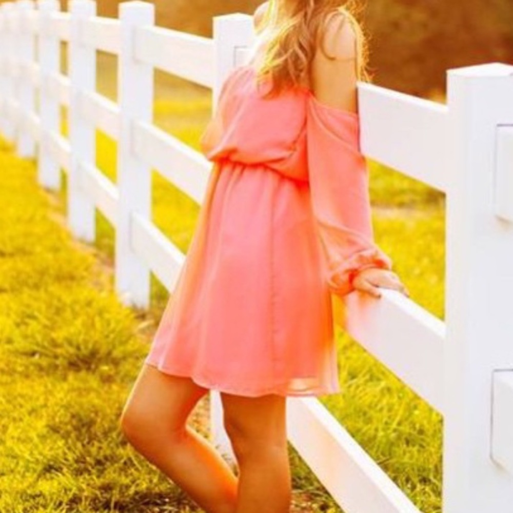 off the shoulder pink dress