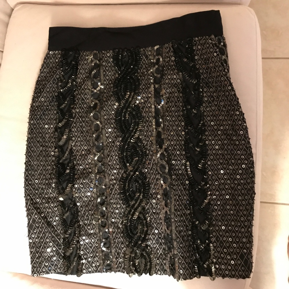 ADAM ADAM LIPPES blk silver sequin skirt