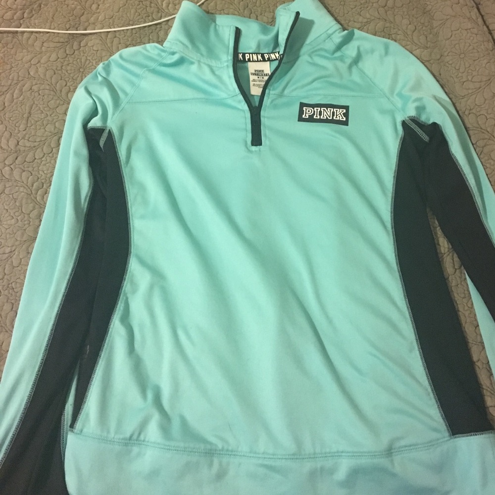 Pink half zip pull over