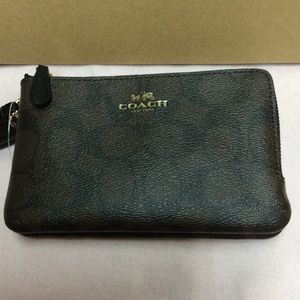 Coach Signature Double Corner Zip Wristlet NWT