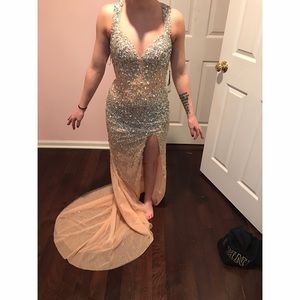 Nude sequin prom dress
