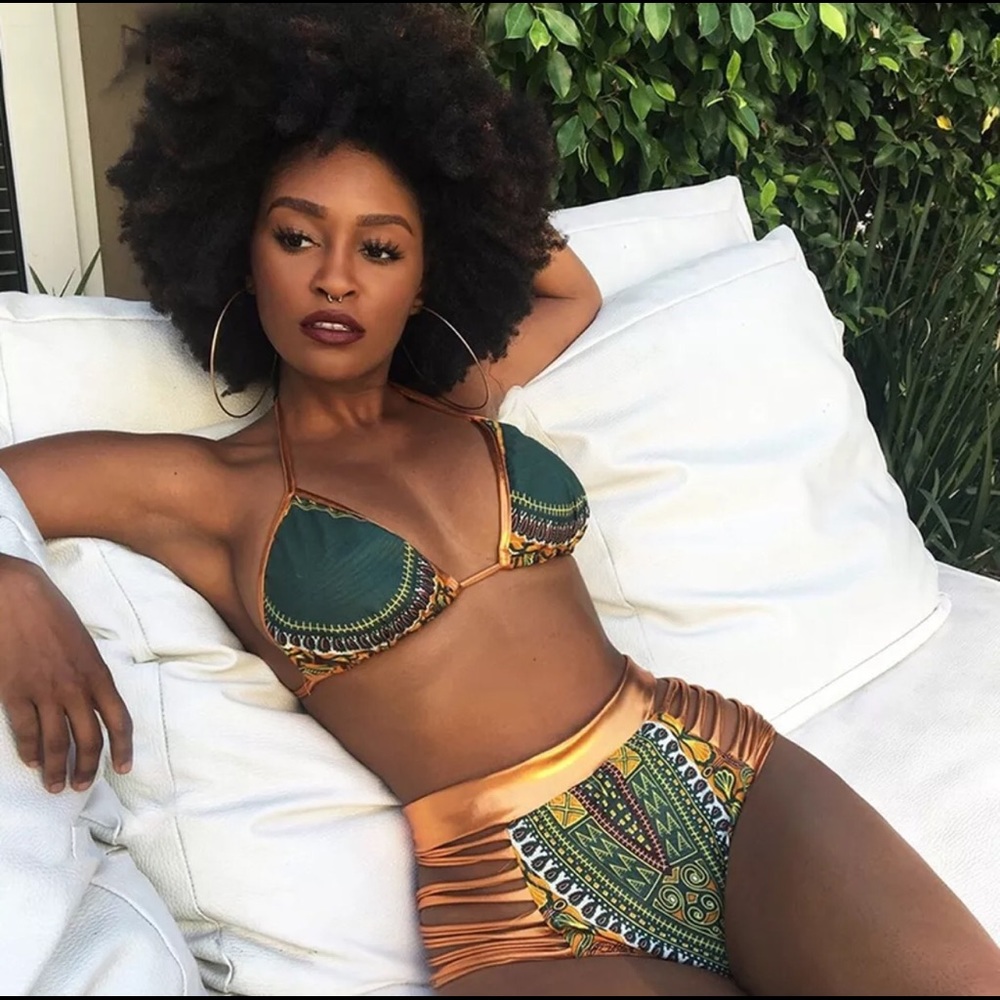 Green Dashiki Bikini Replica Gold Bikini New