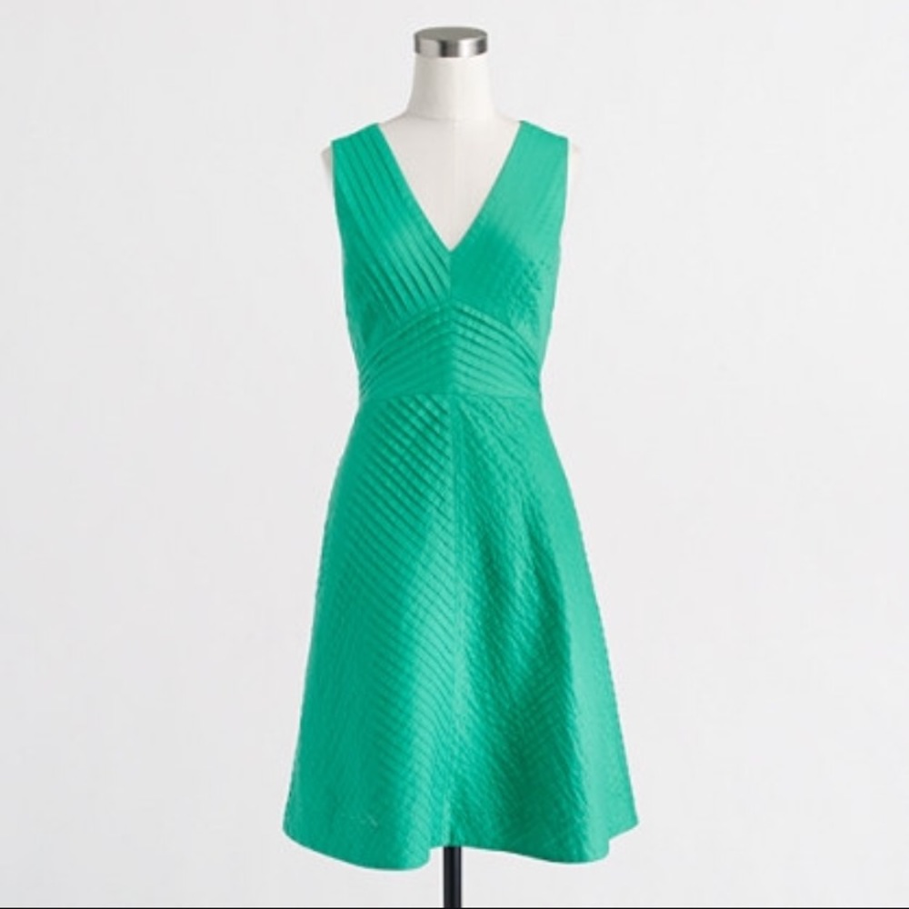 Jcrew pleated green dress