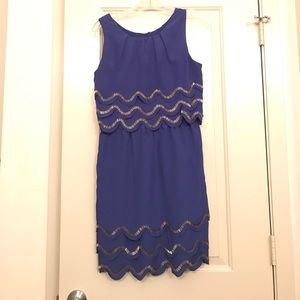 Cobalt and Gold Beaded Dress