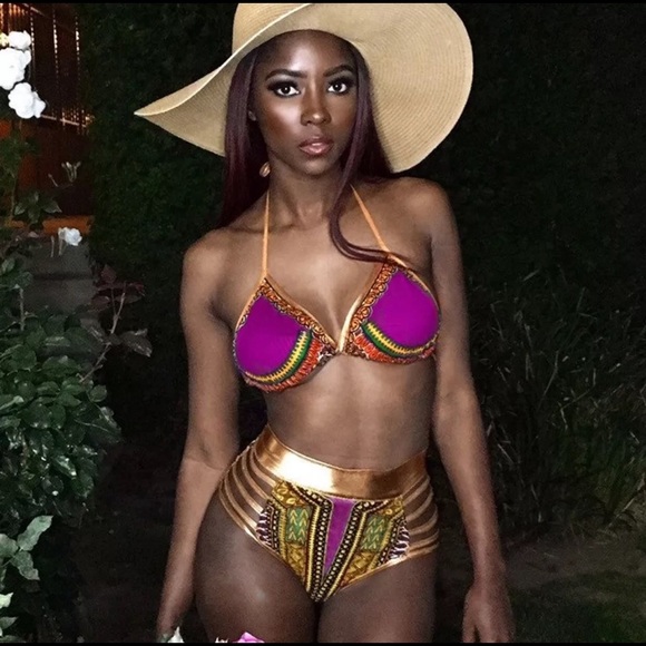 Dashiki Bikini Red Gold Bikini - Picture 1 of 2