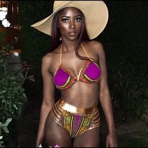 Dashiki Bikini Red Gold Bikini