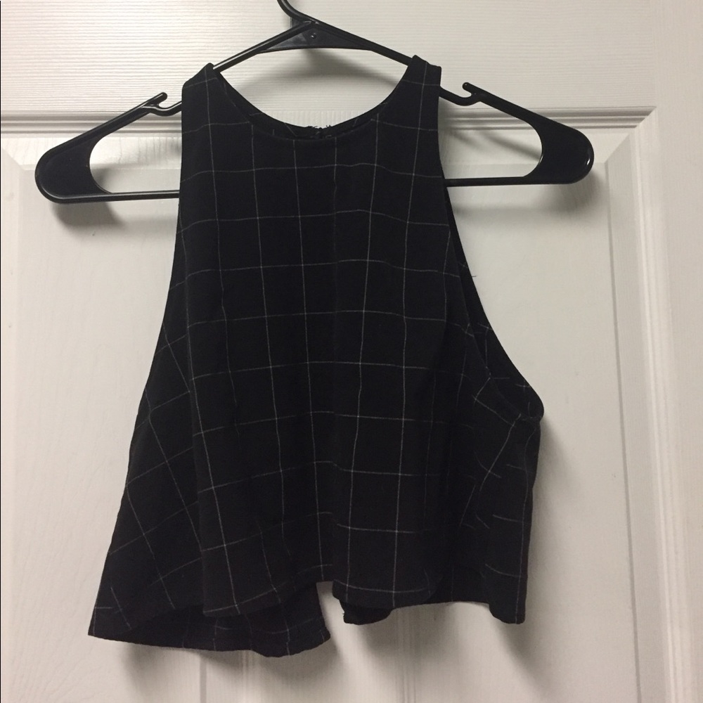 American Apparel Black Lulu Grid Crop Top Medium