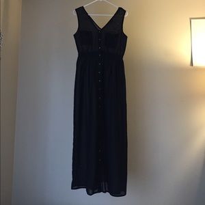 Sheer button-front maxi tank dress