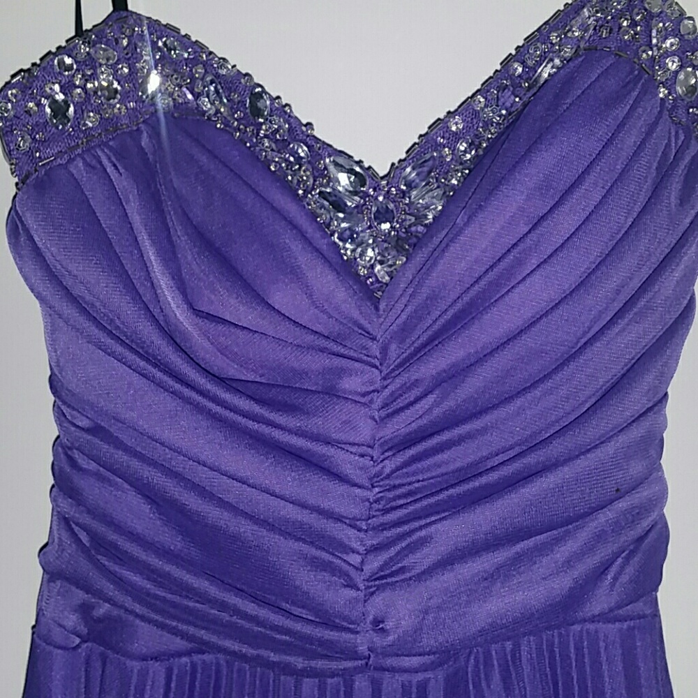 Strapless purple gown