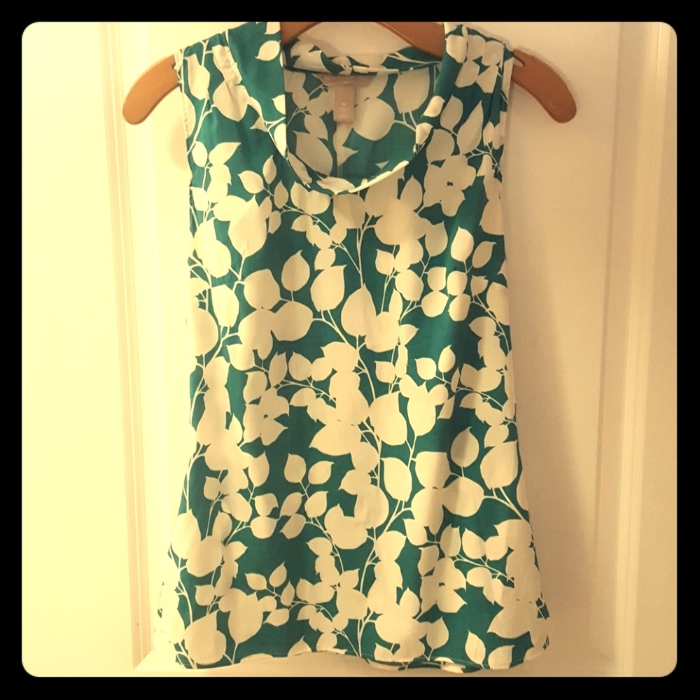 Green sleeveless floral top