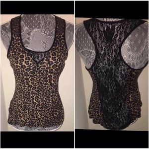 Leopard print tank with laced back