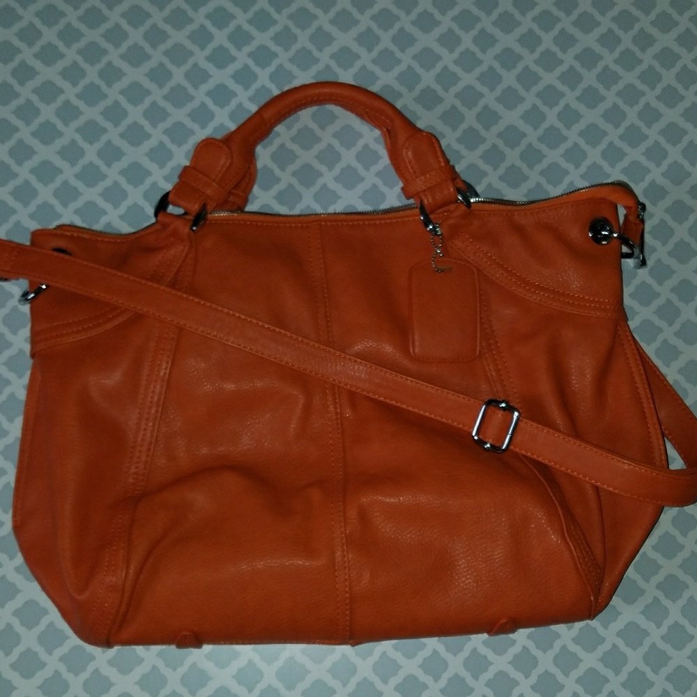 Orange leather purse