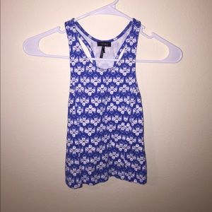 cropped blue and white tank