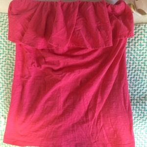 Lilly Pulitzer Red-Pink Strapless Shirt