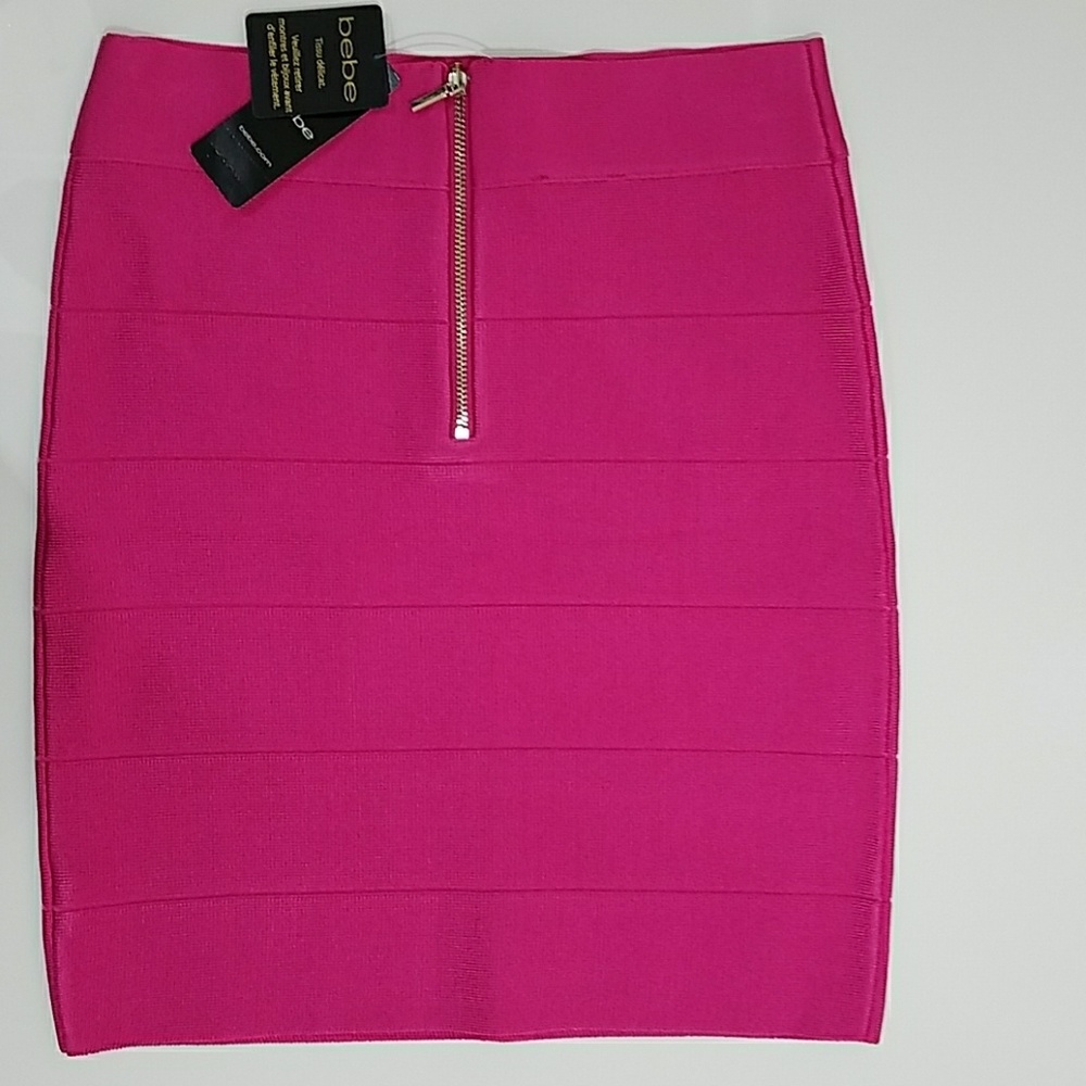 Bebe Solid Pink Bandage Skirt Brand New! - Picture 2 of 4