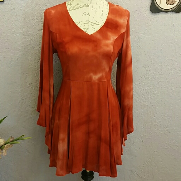 Ces Femme Dresses & Skirts - Rust Tie Dye Boho Dress
