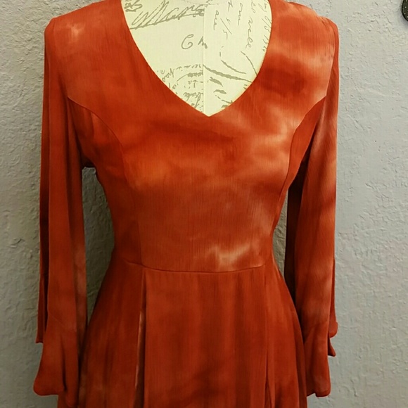 Rust Tie Dye Boho Dress - Picture 4 of 6