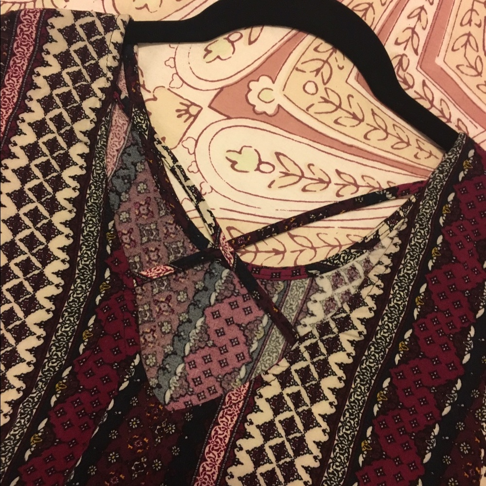 Boho Purple Crop Top w/ Bell Sleeves - Picture 4 of 6