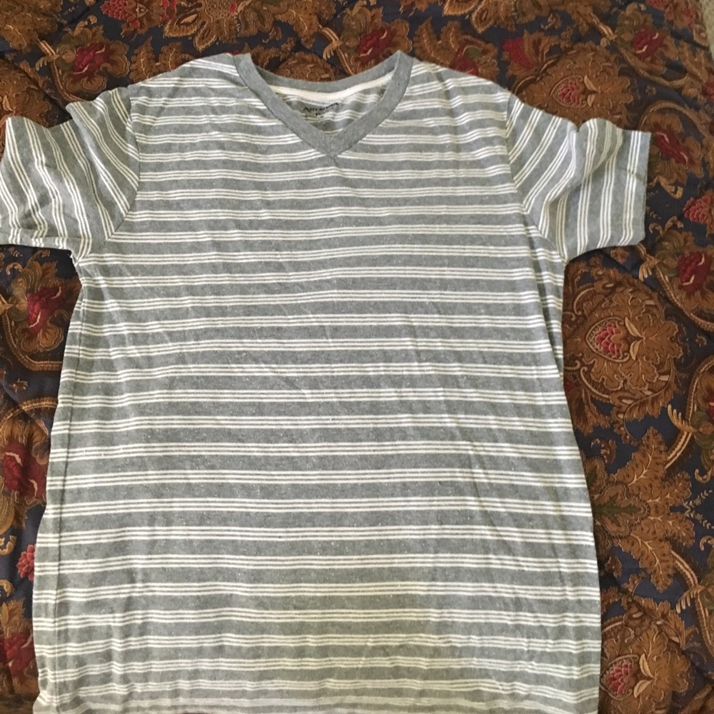 Arizona Jean Co. Grey and white striped tee shirt