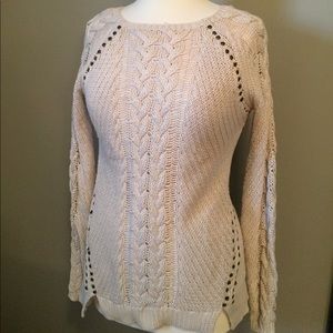 Long cream sweater with bronze studs