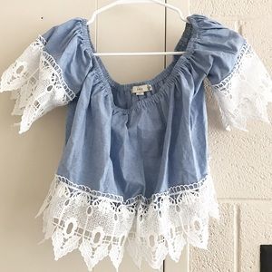 Jean lace crop top
