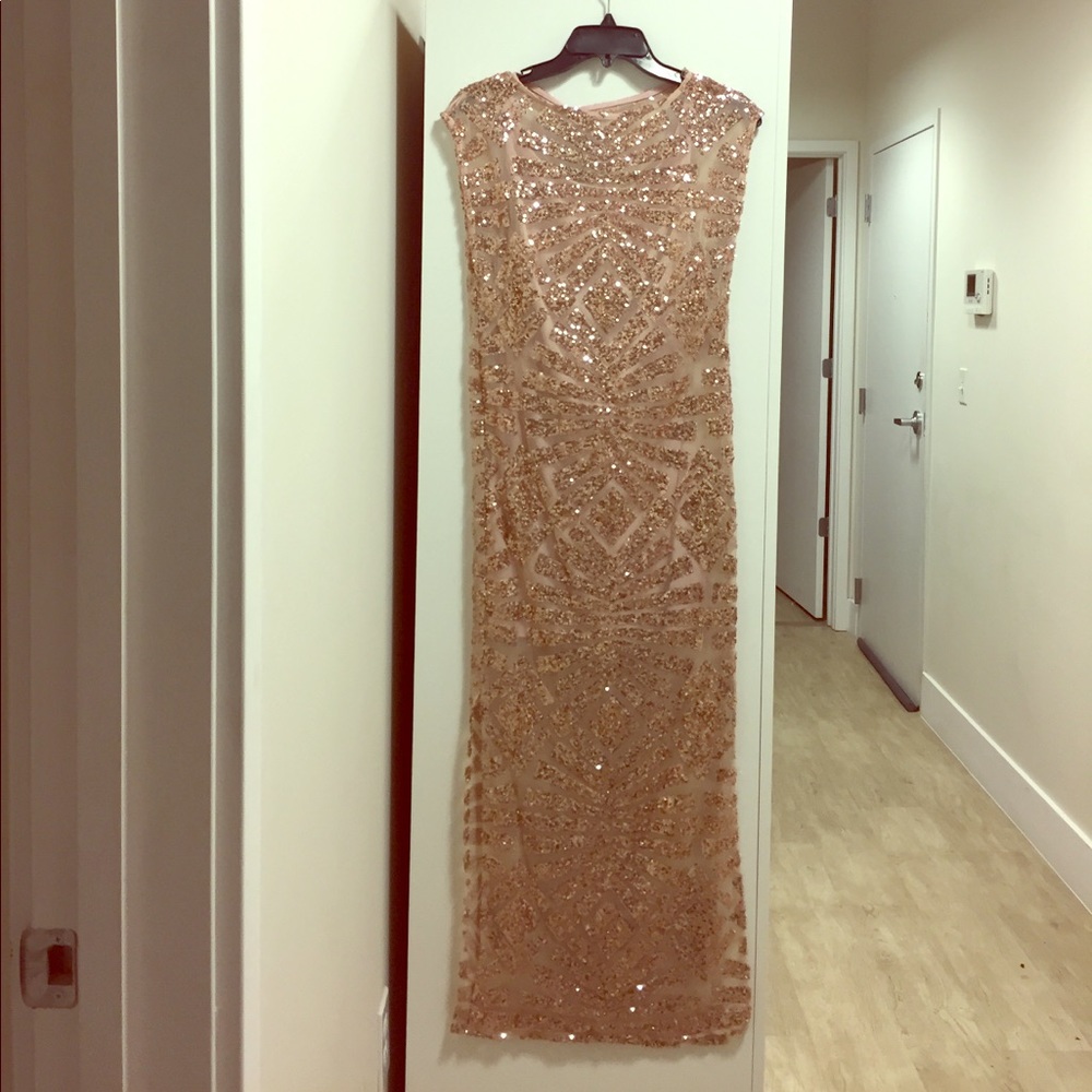 NWT Asos Petite Sequin champagne maxi dress
