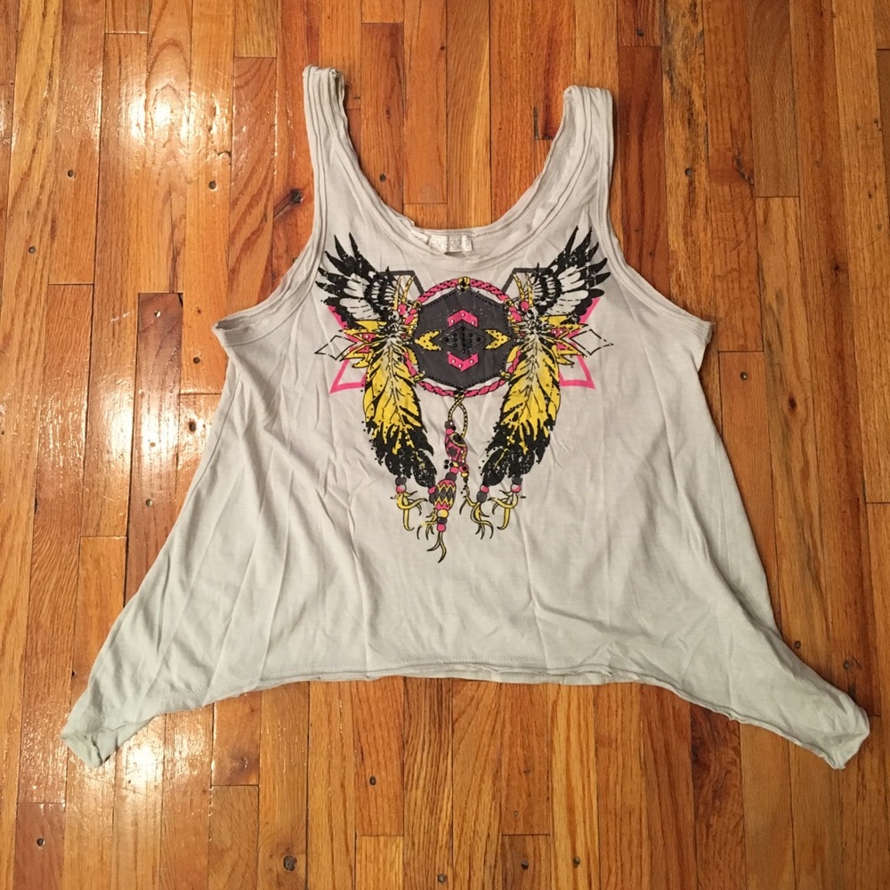 Forever 21 Indian Feather Heart Tank Top