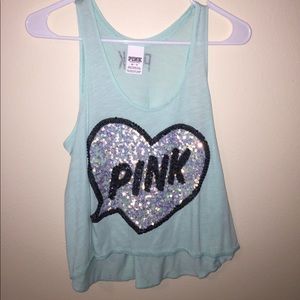 VS PINK blue sequins tank top