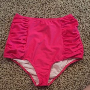 KORTNI JEANE Ruched hot pink high waist bottoms!