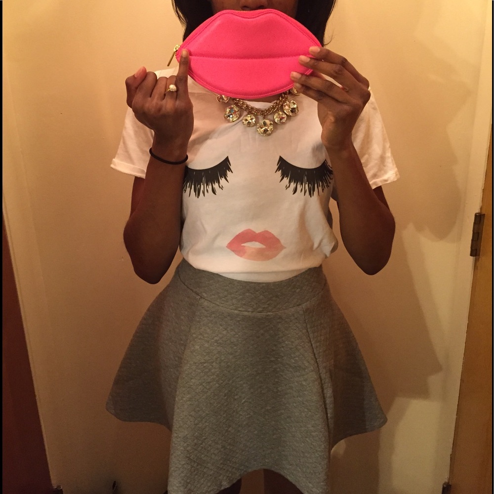 H&M Gray Quilted Mini Skirt Size 4 Sale