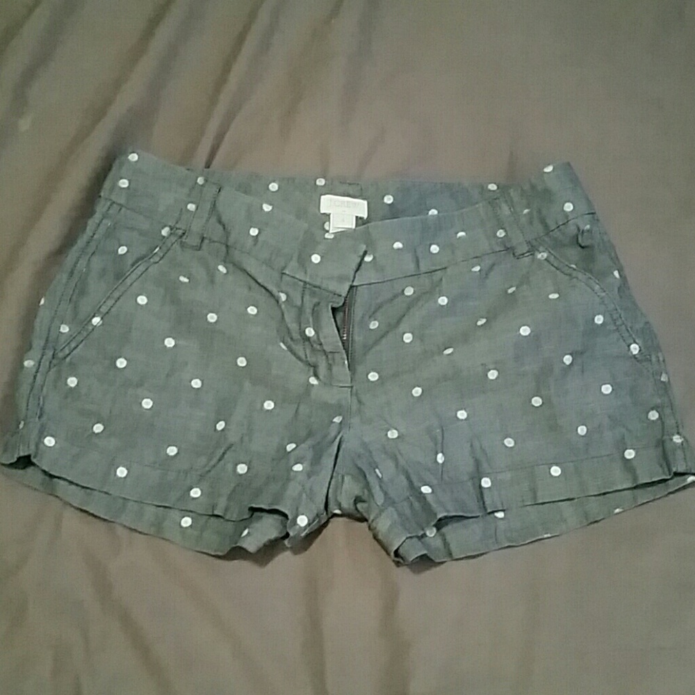 J crew chambray polka dot shorts