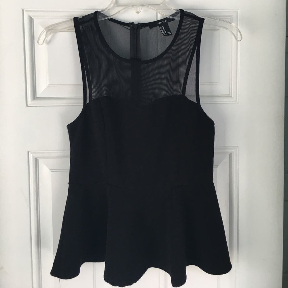 Black Forever 21 Peplum Blouse - Picture 2 of 4